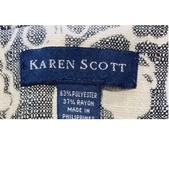 KAREN SCOTT Long Sleeve Floral Blazer Jacket in Blue & White  SZ 2X - Picture 7 of 9